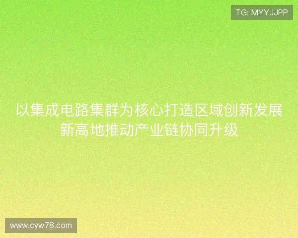 以集成电路集群为核心打造区域创新发展新高地推动产业链协同升级